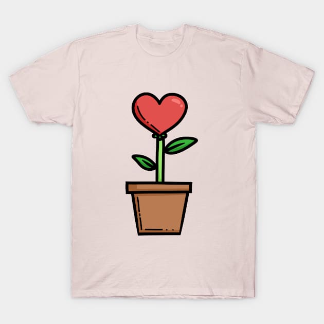 Love Heart Flower T-Shirt by KammyBale